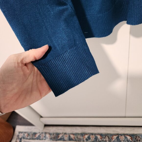 Calvin Klein Women's Teal Blue Long Sleeve Classic Soft Turtleneck Sweater-Large - Picture 4 of 7